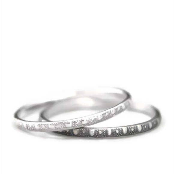 (2-13) Set of 2 Oxidized 925 Sterling Silver Dotted Pattern Stackable Band Rings - Picture 4 of 9